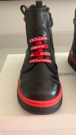 Dolce & Gabbana Black Leather Lace-Up Boots