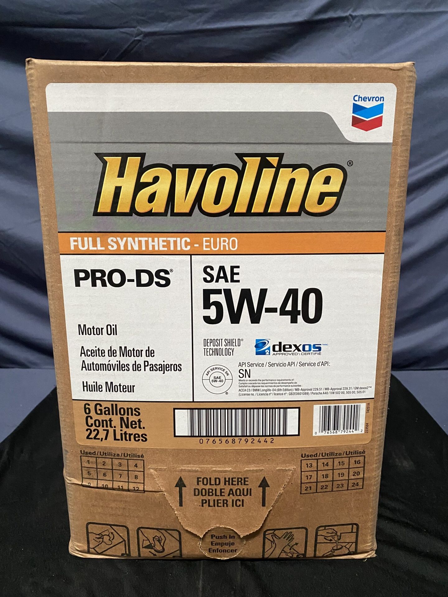 Havoline Full Synthetic – Euro 5w-40 Motor Oil, 6 Gallons