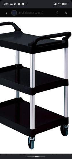 Black Plastic 3 shelf Utility Cart