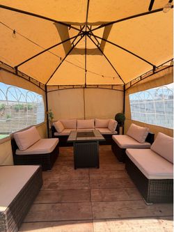 Complete Outdoor Gazebo & Modular Patio Lounge Set