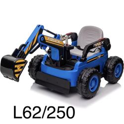 L62🔥Ride On Excavator for Kids, 12V Electric Excavator Toy, 4WD Kids Ride on Car, Power Wheel with Remote Control, Battery Powered Sand Digger with S