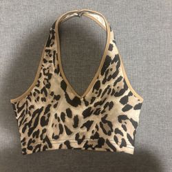 Woman’s  Size Small Leopard  Print Halter Neck Top