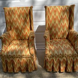 Pair Of Mid Century Wingback Chairs