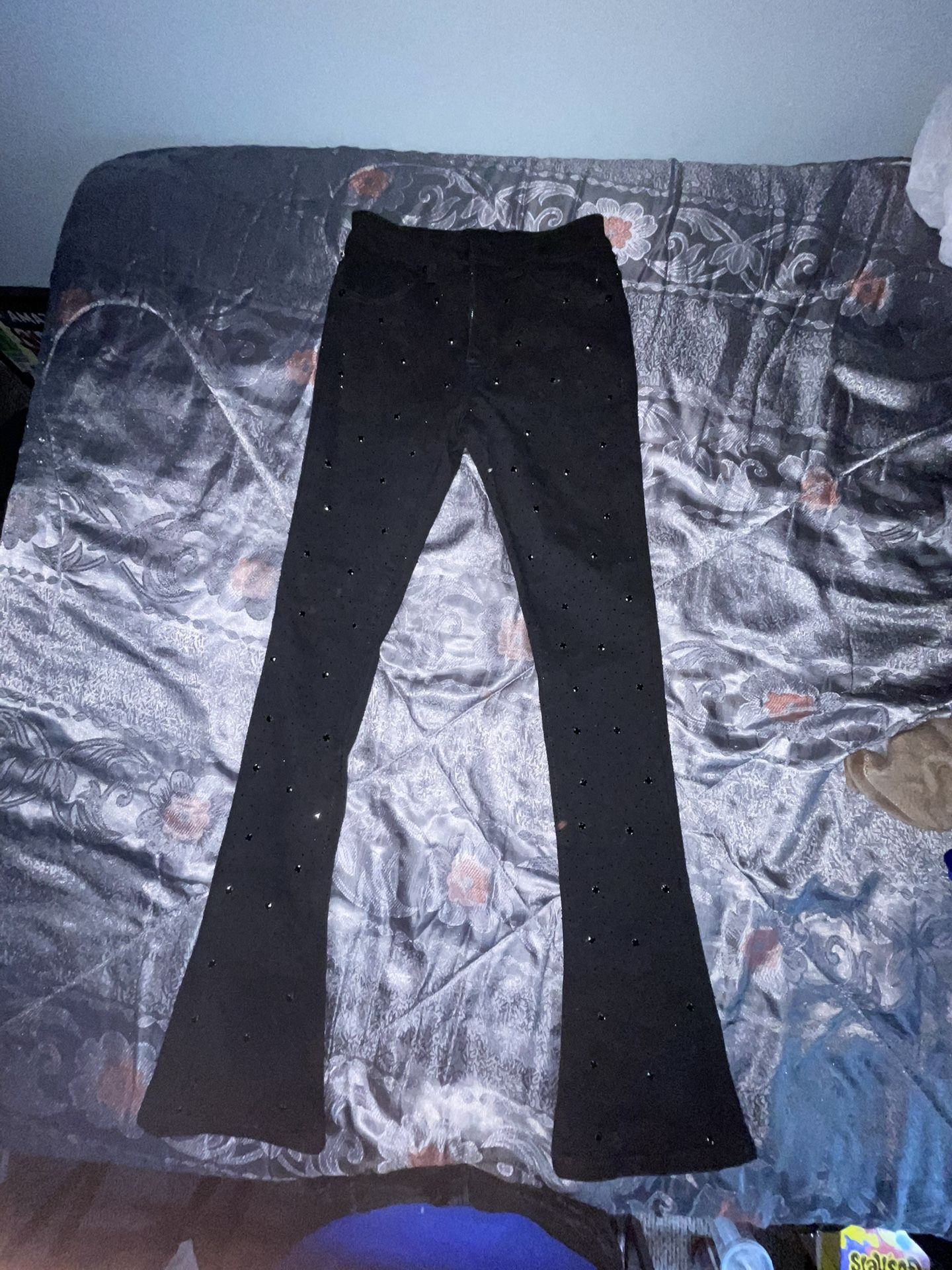 Rhinestone Flared Jeans