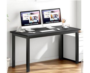 DlandHome Large Computer Desk, Composite Wood Board, Decent and Steady Home Office Desk/Workstation/Table 54.3inch Black