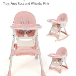 Brand new✨️ in box 📦 Pink🩷 convertible high chair for babies and toddlers