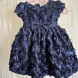 Pippa & Julie Girl's Dress Blue Ruffle Short Sleeve Layered Flower Party sz 12 M Brand New 