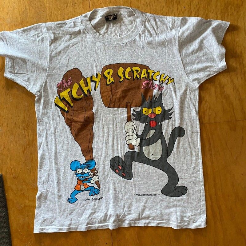 Vintage 1992 Itchy And Scratchy Show T Shirt The Simpsons Mens