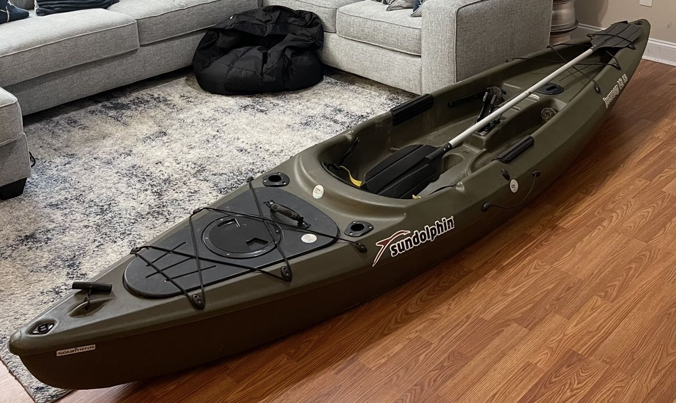 Sun Dolphin Journey 12' Sit-on Fishing Kayak Olive, Paddle Included