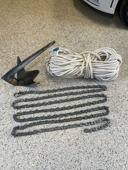 18lb Bruce Anchor, 250’ Rope, 20’ Chain And Shackle