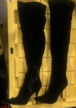 Suede Over The  Knee Black Boots Size 8