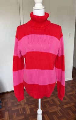 Issac Mizrahi women’s red and pink turtleneck knitted sweater size large