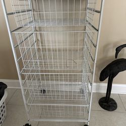 Rolling 4 Wire Basket Shelf With Top 