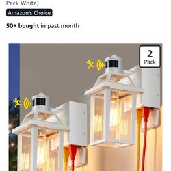 2-Pack Porch Lights with GFCI Outlet, Dusk to Dawn Motion Sensor Outdoor