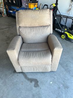 Light brown suede plug-in recliner chair