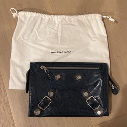 Balenciaga Balenciaga Giant Stud 21 Travel File Clutch Navy Leather like new