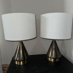Two West Elm Metalized Glass USB Table Lamps (20")