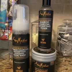Set of 3 Shea moisture American black soap detox facial wash, toner & mud mask•all for $15