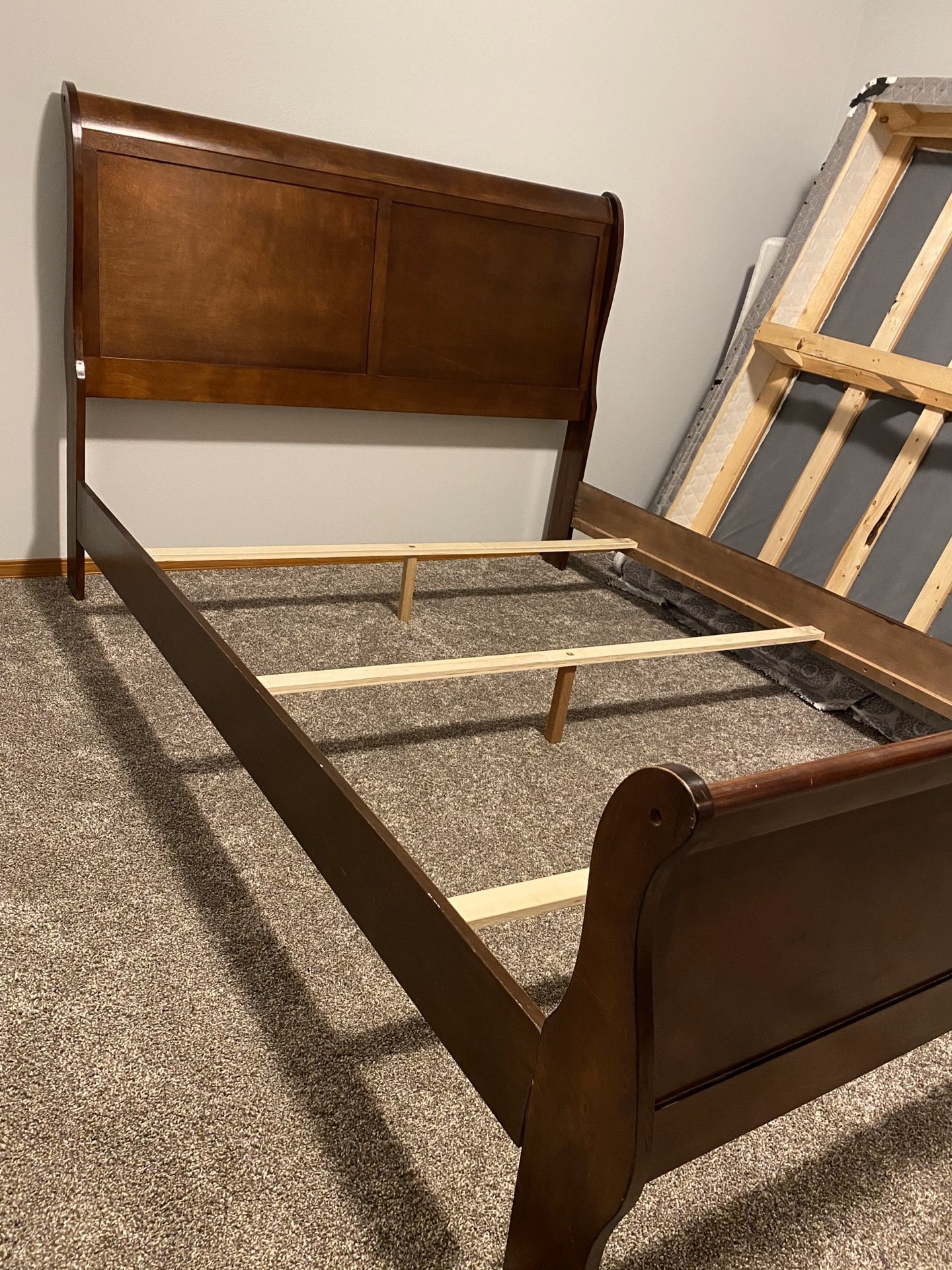 Queen bed frame (sleigh) Box not included