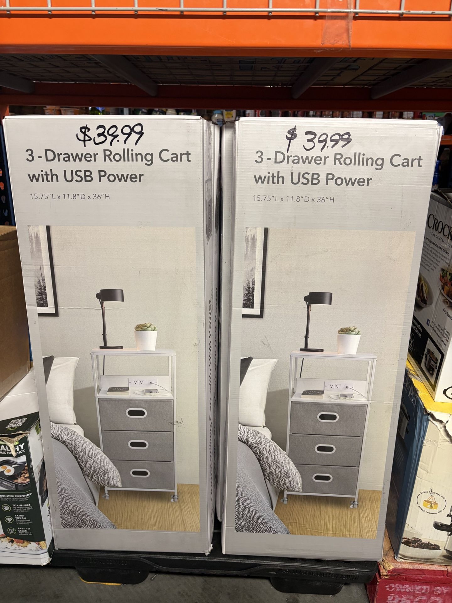 3-drawer Rolling Cart