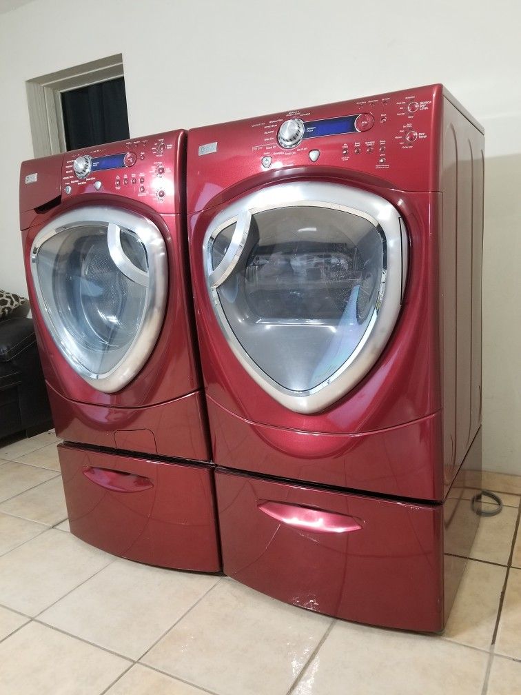 GE RED WASHER AND ELECTRIC DRYER FREE DELIVERY AND INSTALLATION ALSO A
