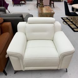 White Leather Power Recliner