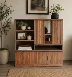 Vintage 1980s Solid Wood Display Cabinet