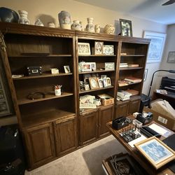 Traditional 3-Piece Library Wall Unit Bookcases