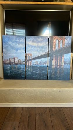 Brooklyn Bridge Triptych Canvas Wall Art 15 3/4” X  31 1/2” per panel
