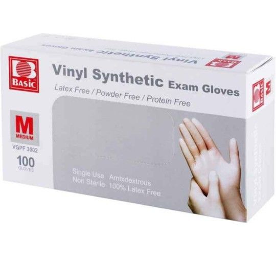 45 Boxes of Clear Vinyl Synthetic Exam Gloves (Medium)