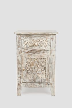 Devi Weathered White Accent Table