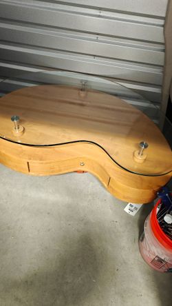 Modern Glass Coffee Table w/ Drawer – Solid Wood – $100