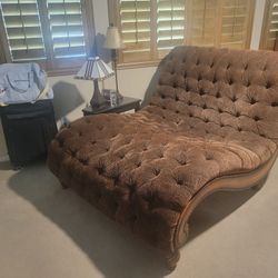 Brown Upholstered Double Chaise Lounge