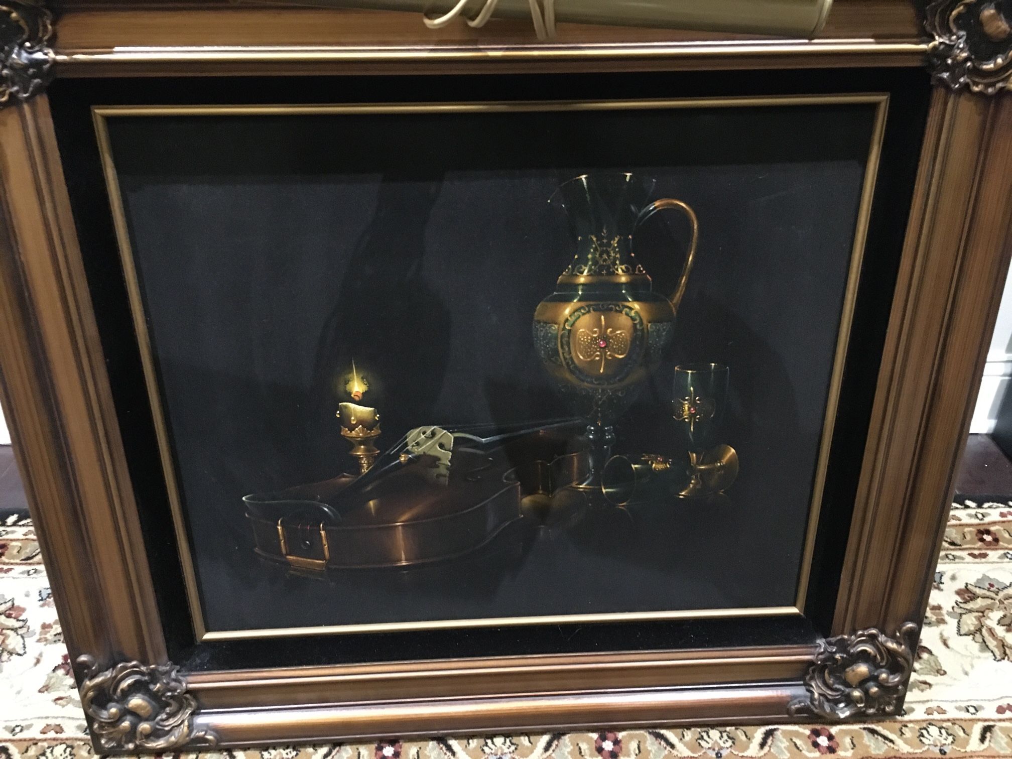 Antique velvet large painting with light And  Gold frame (Free Delivery )