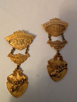 Antique LOOM Past Dictator Lodge Medals Pair