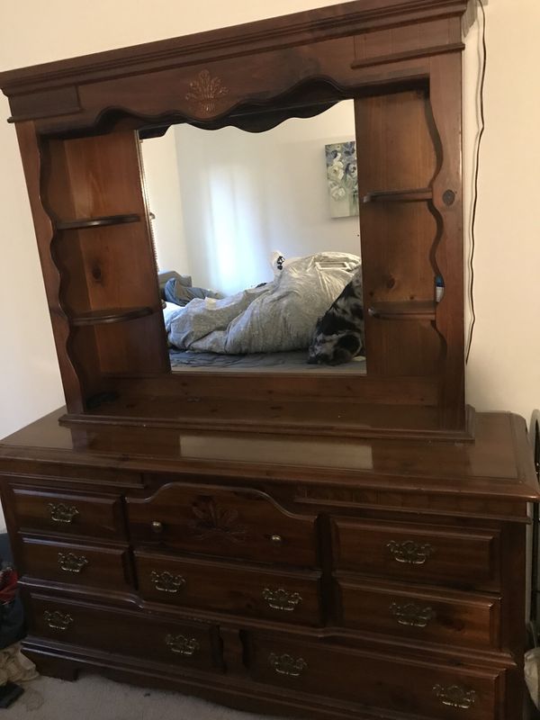 Large Dresser With Detachable Mirror Shelves For Sale In
