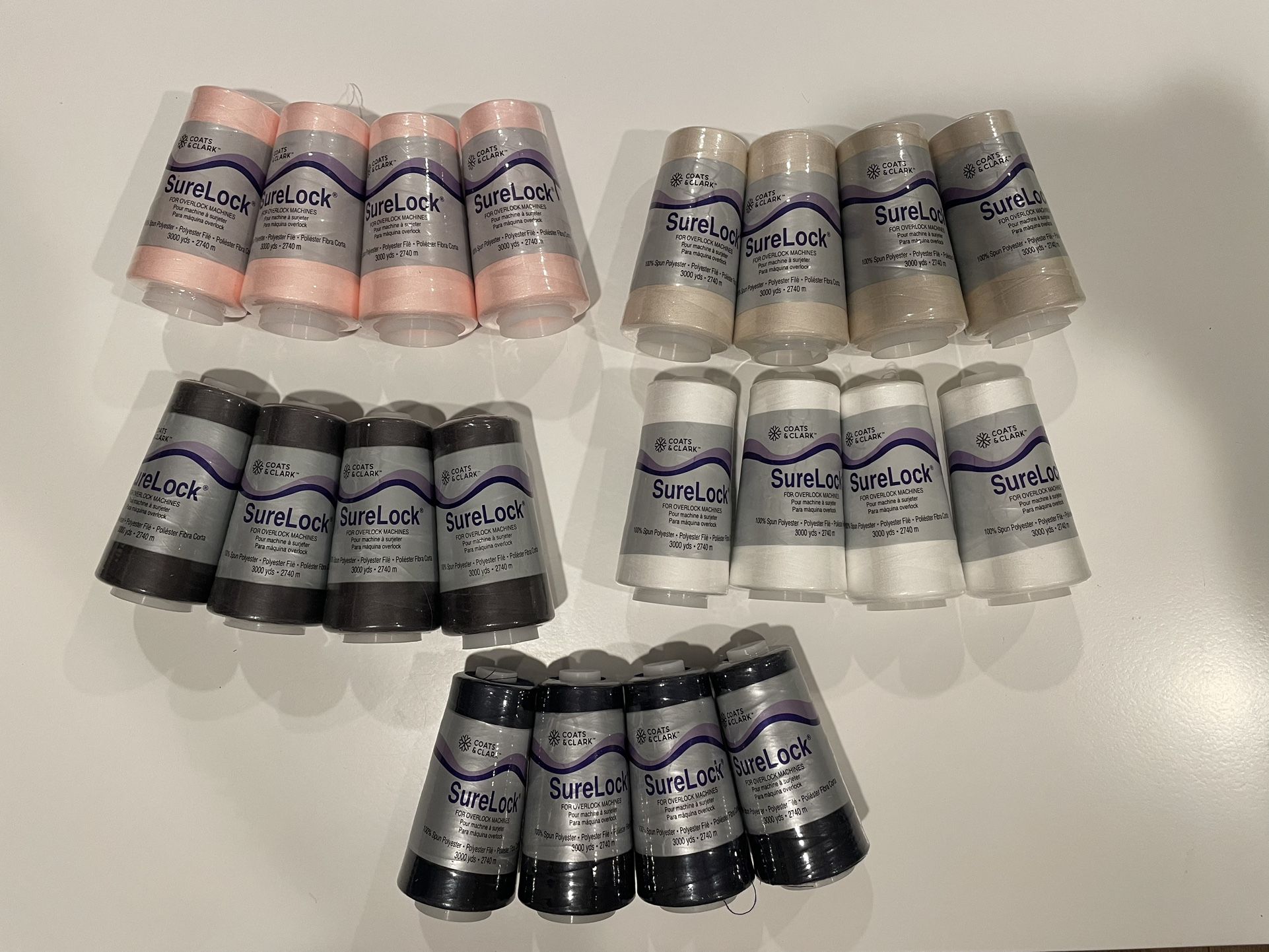 Coats & Clark Surelock Cone Polyester Thread, 3000 Yards