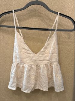 Skylar + Madison Cream Eyelet Peplum Cami Cropped Tank Top Size Small