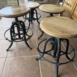 Vintage Drafting Artist Iron Stools x 4