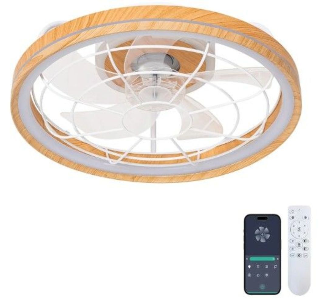 20'' Smart Ceiling Fan with Lights and Remote Modern Slim Low Profile Ceiling Fans with Lights App Control 6 Speeds Infinitely Dimmable Quiet Reversib