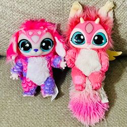 Set of Two Magic Mixies Interactive Pink Plush - Light Up & Sounds Glow-in-the-Dark