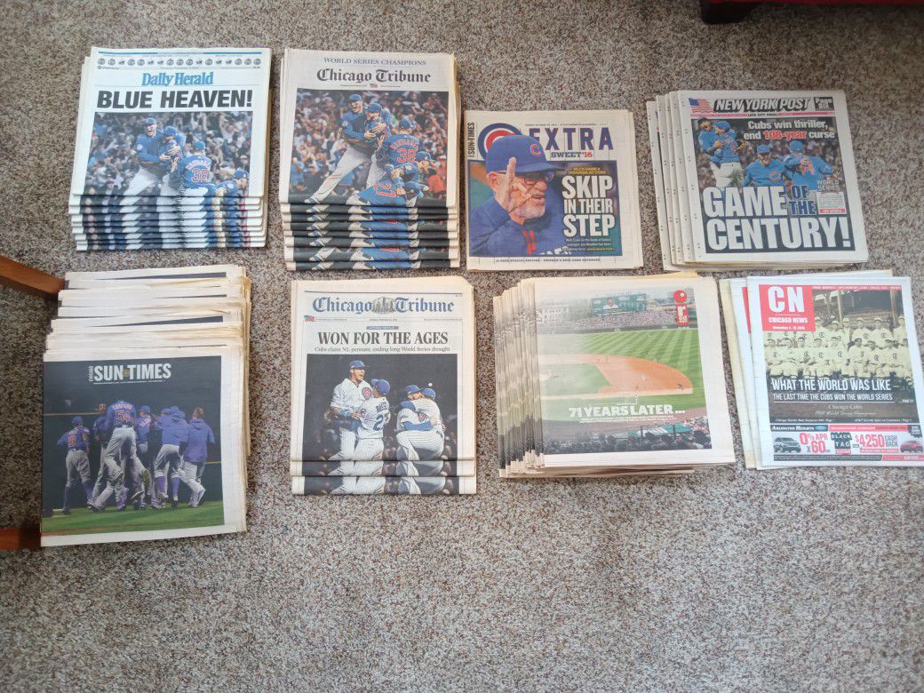 Chicago Cubs World Series Newspaper Collection Entire Lot Of 94 Papers Only. Cubs sign Derek Lee Jersey $200  See Our Other Great Sports Art Jewelry A