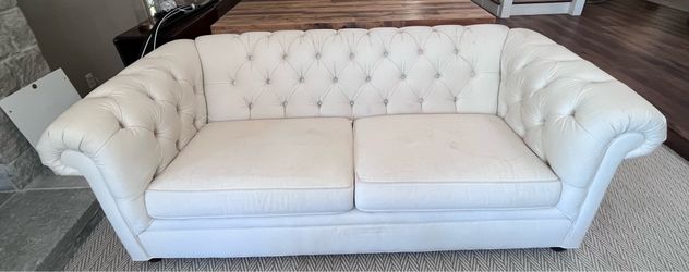 Free Pottery Barn Chesterfield Sofa 84”, sofa 72”, World Market faux leather chairs