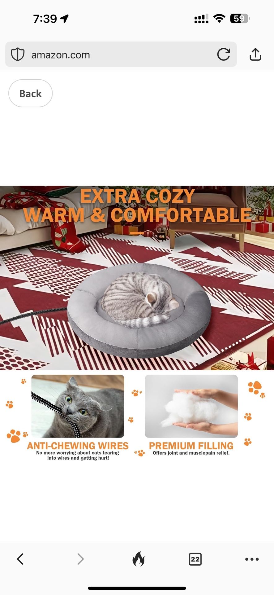 Heated Cat Bed – Cozy Electric Pet Bed with Constant Warmth, Washable Design for Indoor Cats, Kittens & Small Dogs