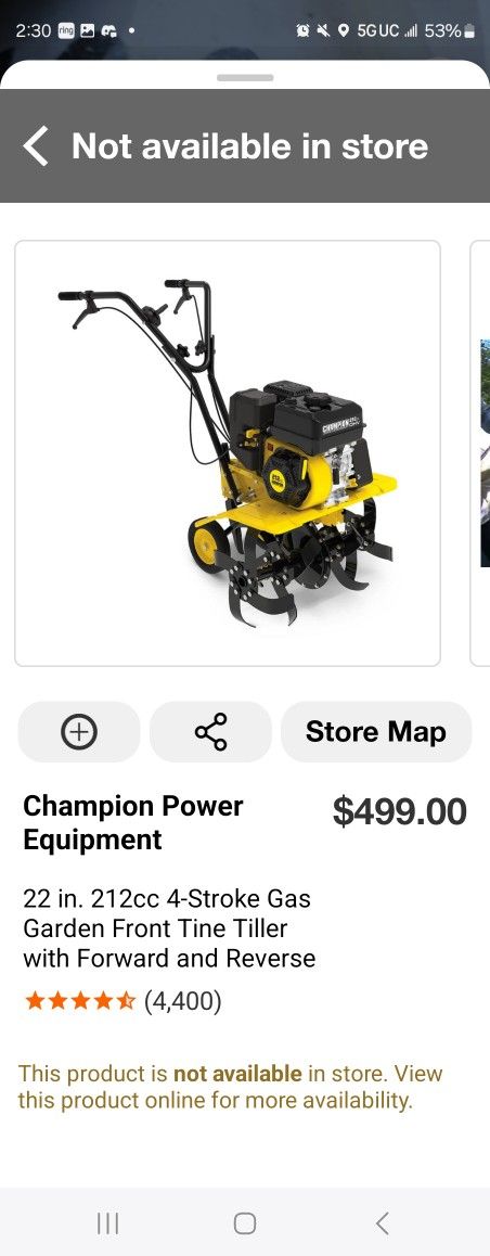 22" Tiller Champion Tiller