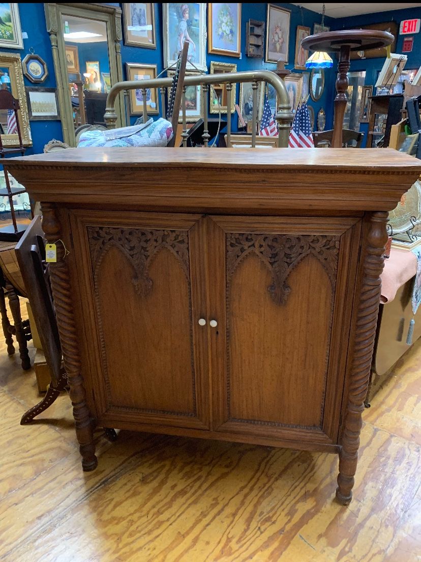 Antique Carved Front Cabinet 