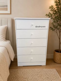 White 5 drawer chest