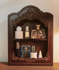 Solid Wood Shelf 12.80”x9.45”x2.56” Brown Wall Hanging Decoration Storage Ornate Victorian BRAND NEW