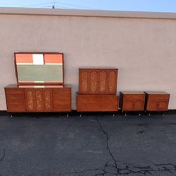 Bedroom Set Dresser Highboy Mirror Bureau Nightstands