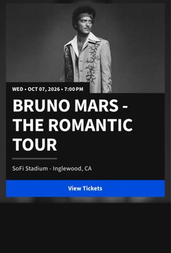 Bruno Mars Tickets Oct. 7th Floor Seats!